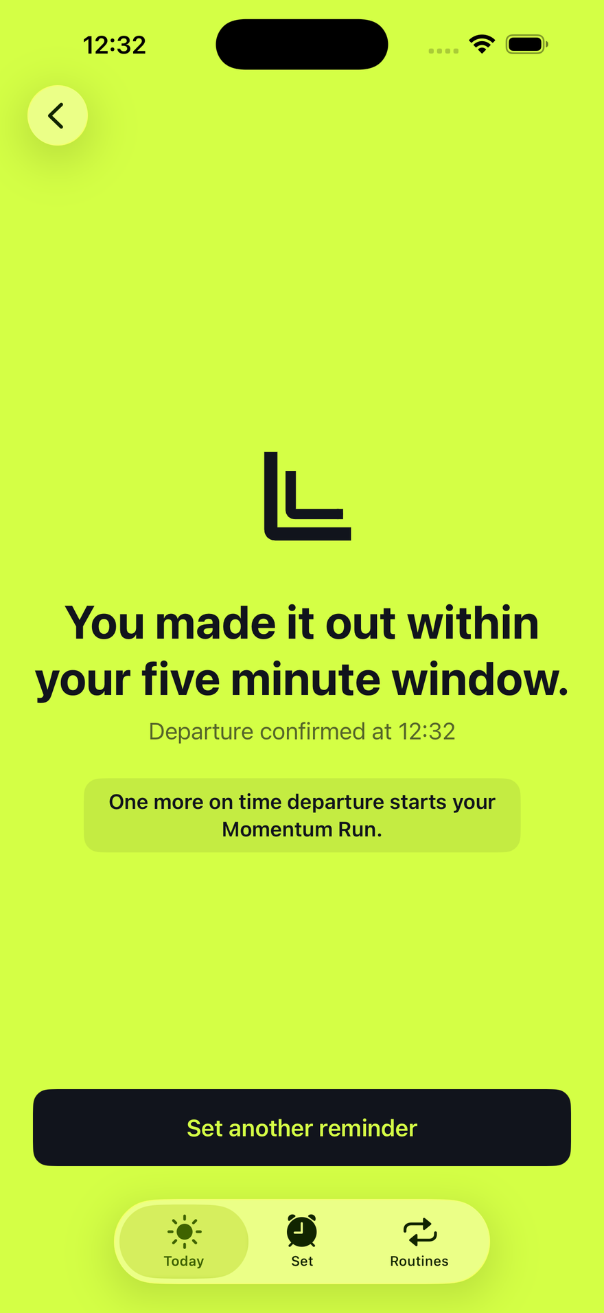 Departure confirmed and a Momentum Run recorded